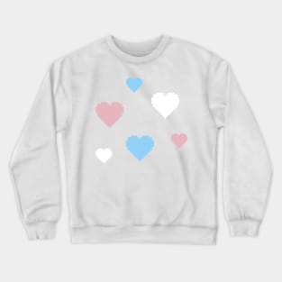 Trans Pride Hearts Pixel Art Crewneck Sweatshirt